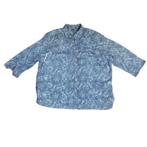 Lauren Ralph Lauren Womens All Linen Shirt Plus Sz 3X White Three Quarter Sleeve